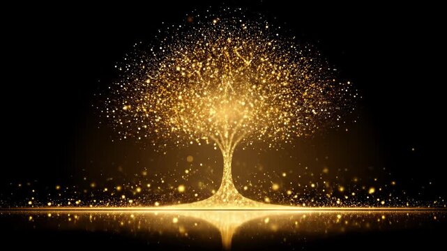 Golden Tree of Life Sparkles in the Dark.