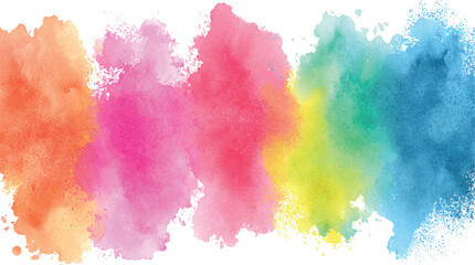 Vibrant watercolor paint splashes in a rainbow of colors across a white background vector