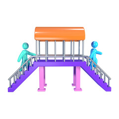 Pedestrian Bridge 3D Illustration Icon