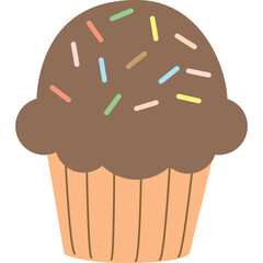 Chocolate Cupcake with Colorful Sprinkles on a Transparent Background Sweet Treat Dessert Food Bakery Confectionery