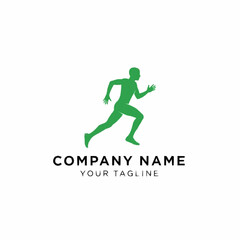 Green silhouette of a running person representing fitness and health.