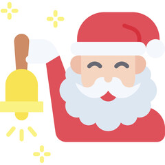 Cheerful Santa Claus Character Holding a Golden Bell With Sparkles And Stars Festive Christmas Season Holiday Celebration Spirit Joyful Atmosphere