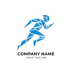 Abstract Geometric Runner Logo Design for Sports and Fitness Brands.