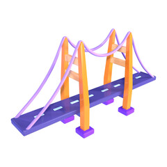 Suspension Bridge 3D Illustration Icon