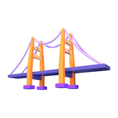 Suspension Bridge 3D Illustration Icon