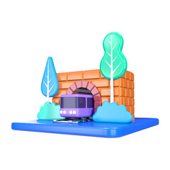 Tunnel Railway 3D Illustration Icon