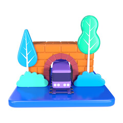 Tunnel Railway 3D Illustration Icon