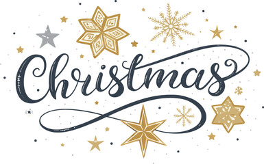 Marry crismistmas text on orange background with snow ornaments,2025 New Year