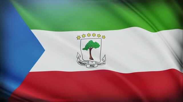 Equatorial Guinea National Flag Waving Symbol of Africa Nation State