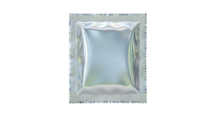 Blank silver foil pouch sachet packaging isolated for mockup