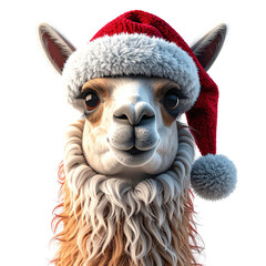 Portrait of a festive mammal wearing a traditional seasonal hat, clipart, isolated on a transparent background.