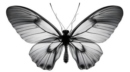 Butterfly with open wings isolated on transparent background, a beautiful insect