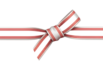 Festive red striped ribbon tied in a bow, perfect for holiday gifts and celebrations, adding a touch of elegance to your design projects and marketing materials