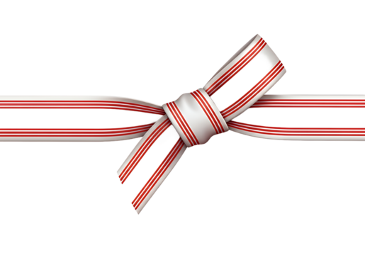 Festive red striped ribbon tied in a bow, perfect for holiday gifts and celebrations, adding a touch of elegance to your design projects and marketing materials - Powered by Adobe