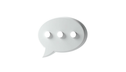 White speech bubble with three dots, isolated on black