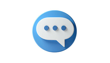 3D speech bubble icon, white on a light blue circular background
