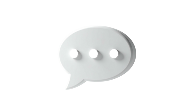 White speech bubble with three dots, isolated on black