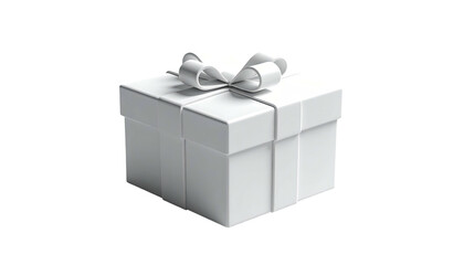 Fototapeta premium White gift box with a ribbon bow, isolated on black backdrop