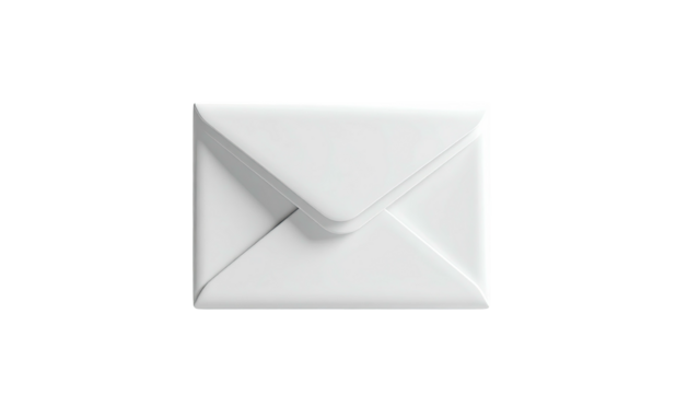 A bright white, closed envelope isolated on a black backdrop