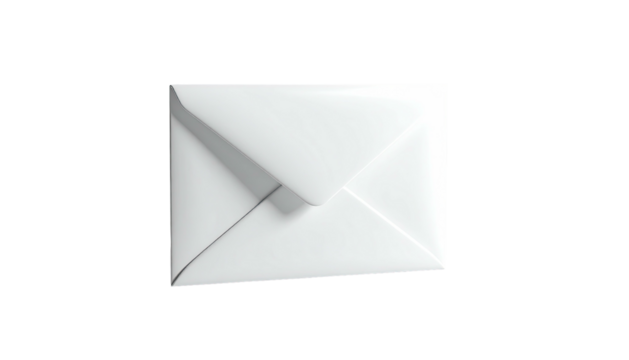 Clean white, closed envelope isolated against a black backdrop