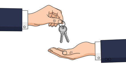 A hand extends a set of metal keys to another open hand, symbolizing the transfer of ownership, access, or a significant transaction between individuals.
