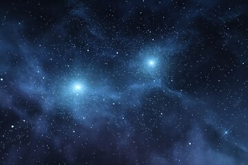 Obraz premium Vibrant Night Sky Featuring a Pair of Blue Stars Surrounded by Cosmic Dust in a Starry Nebula Landscape Background