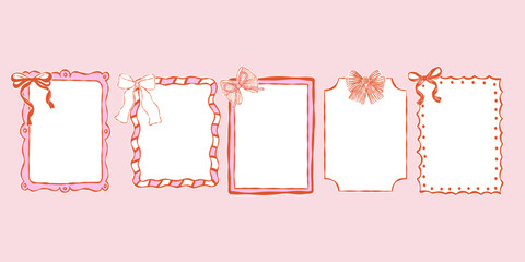 Christmas Frames Collection Vector, Whimsical Christmas Border Doodle, Cute Hand Drawn Borders Design Vector
