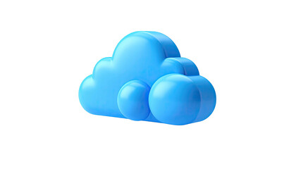 Glossy blue cloud icon isolated on a stark black background
