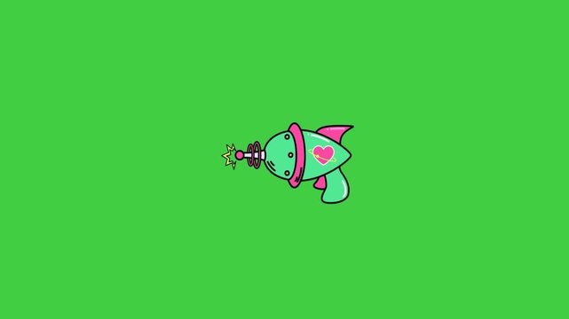 greenscreen animation of alien gun, laser gun