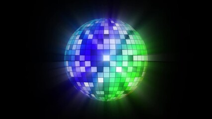 A glowing disco ball with vibrant swirling neon lights in a colorful explosion of energy,  Isolated disco ball on black background. Close-up. Mirror ball spinning indoors. Performance. The reflection  - Powered by Adobe