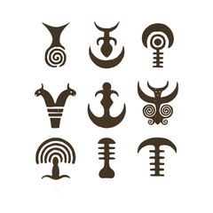 Traditional Adinkra Symbols Collection Vector Illustration