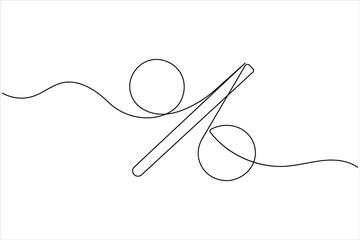 Percent icon continuous one line drawing in minimalist outline style on white background