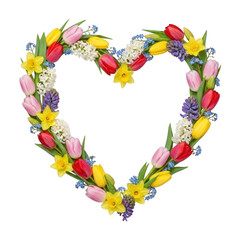 Heart shaped floral arrangement isolated on transparent background