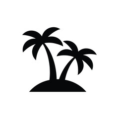 Palm Tree Island Silhouette Icon on White Background