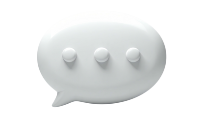 Shiny white chat bubble with three dots indicating loading