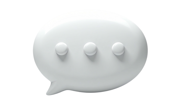 Shiny white chat bubble with three dots indicating loading - Powered by Adobe