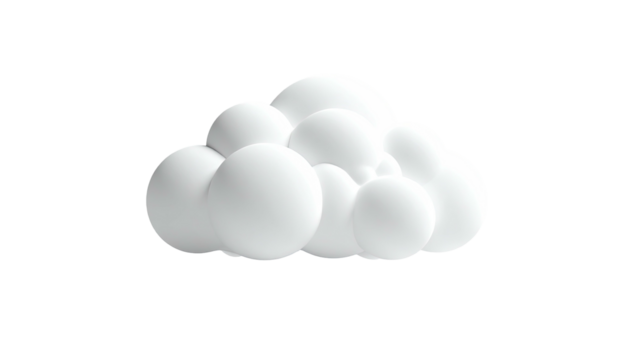 Fluffy cloud made of connected white spheres, on black