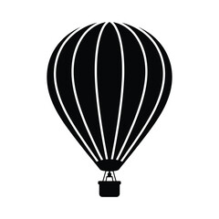 Black Hot Air Balloon Icon &ndash; Simple Travel and Adventure Symbol on White Background
