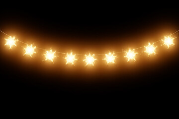 A close-up of a fragment of a glowing New Year's garland.