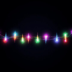 A close-up of a fragment of a glowing New Year's garland.