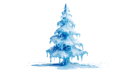 Melting Ice Christmas Tree, isolated on transparent background