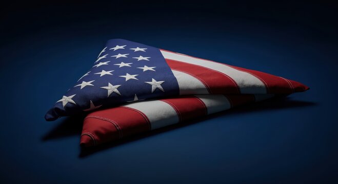 Folded United States Flag: A meticulously folded American flag rests gracefully, symbolizing honor and remembrance, creating a sense of solemnity.