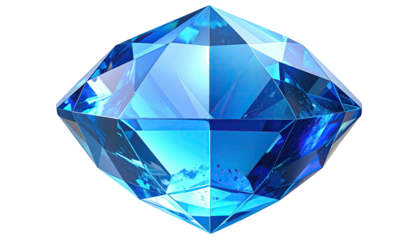 Faceted, light-blue jewel sparkles on a dark background