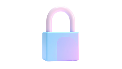 Pastel padlock, pale blue and pink, 3D render on black