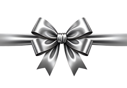 Elegant metallic silver ribbon bow perfect for luxury gifts special occasions and sophisticated celebrations adding a touch of class