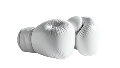 Pair of white boxing gloves resting. Simple, graphic, clean