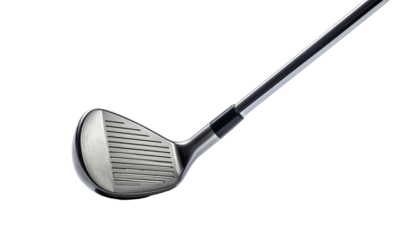 Golf club head & shaft angled on dark background