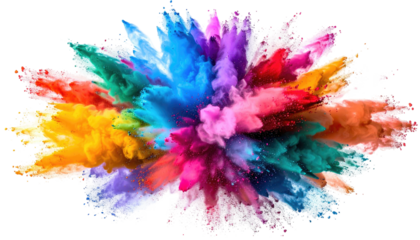 Colorful cloud bursts outward, exploding with vivid pigments