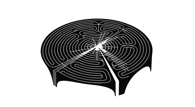 Intricate circular maze design with radiating lines on a white background, symbolizing complexity and strategy.