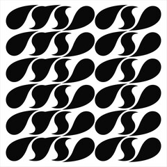 Repeating Black Abstract Swirl Shapes Pattern black and white